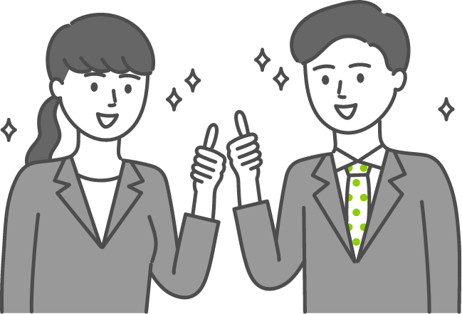親指を立てる男女のイラスト